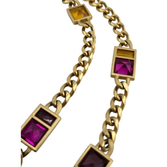 Vintage Yves Saint Laurent YSL 80s Mughal Style Glass & Chain Necklace (A9079) - Picture 3 of 7
